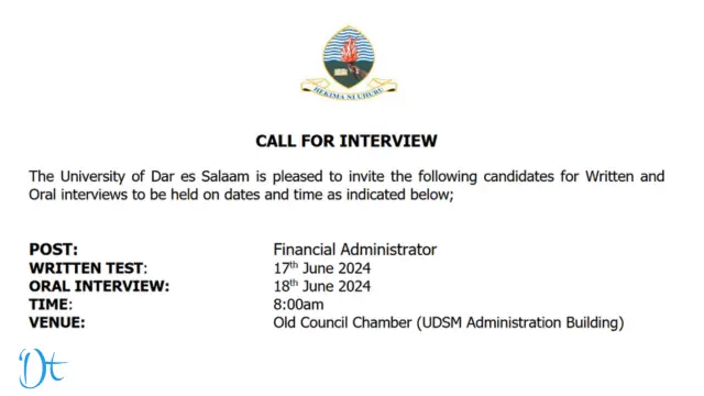 UDSM Shortlisted Candidates for Financial Administrator Interview